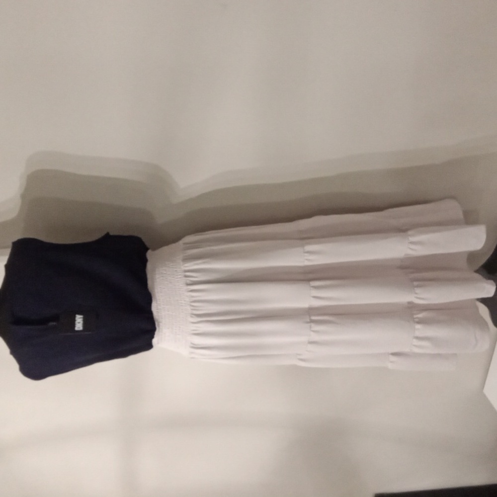 NWT DKNY Navy & Cream Sleeve less Dress Size 12 - Picture 4 of 7